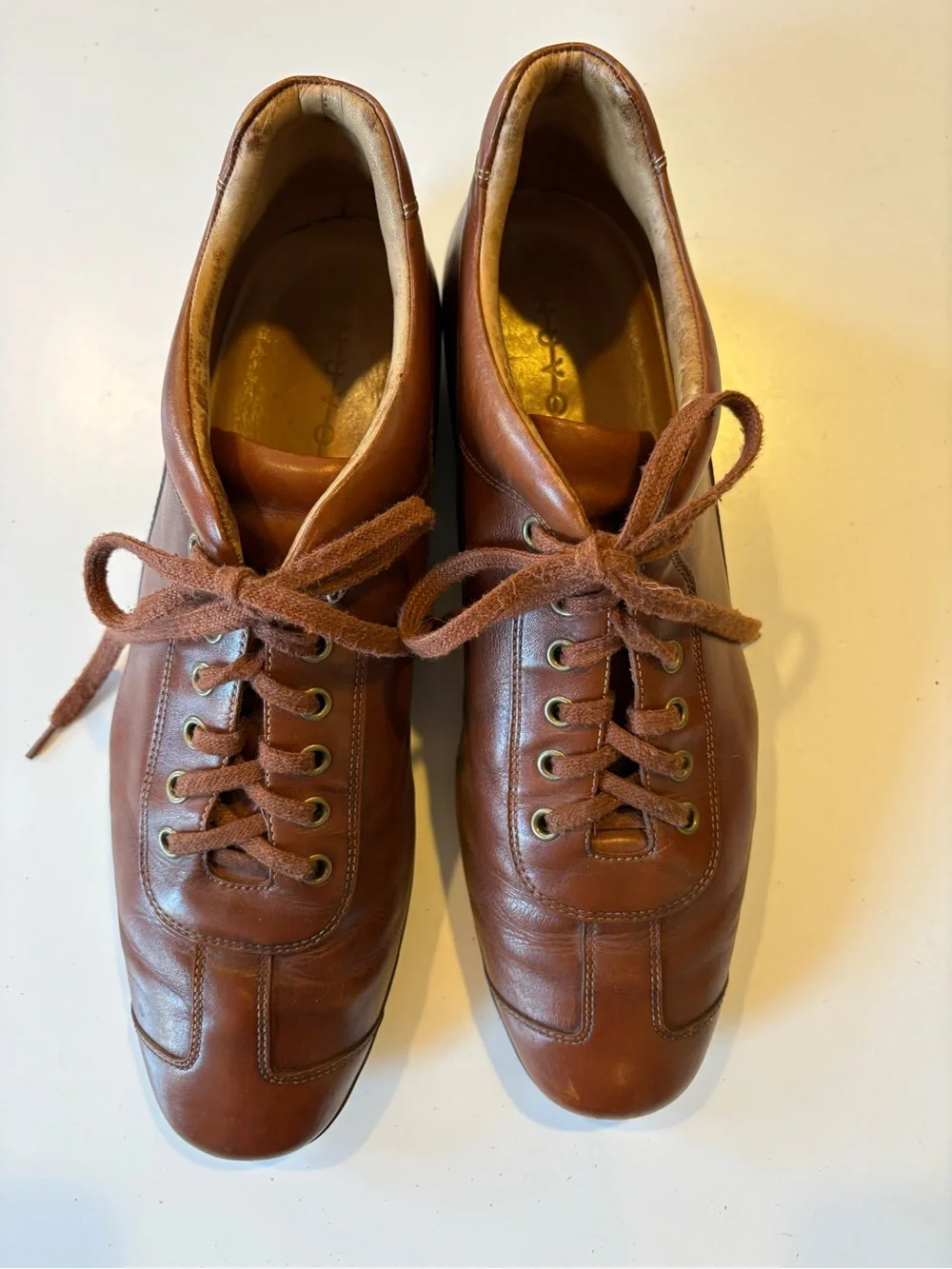 Santoni Nuvola || Leather Sneakers Cognac Brown‎ Lace Cognac Brown Tan 12